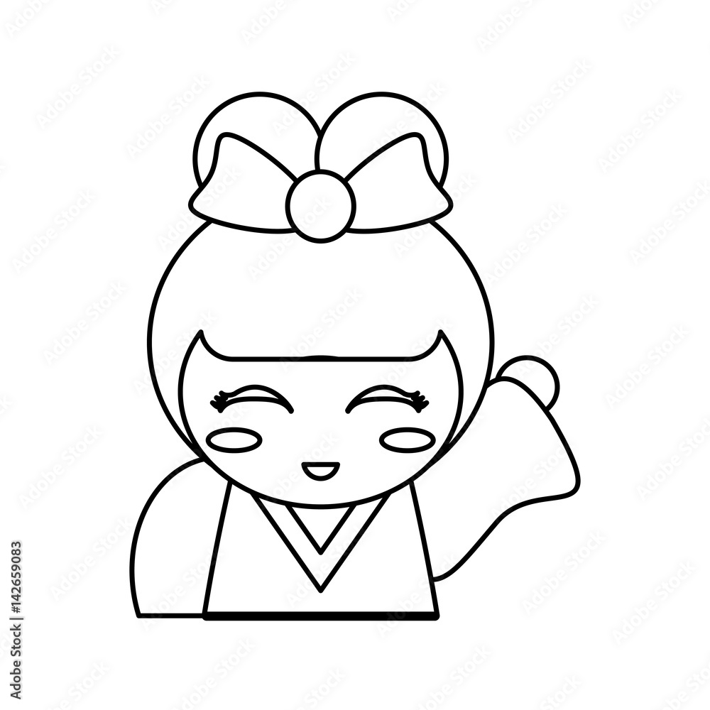 portrait kokeshi doll outline vector illustration eps 10 portrait kokeshi doll outline vector illustration eps 10