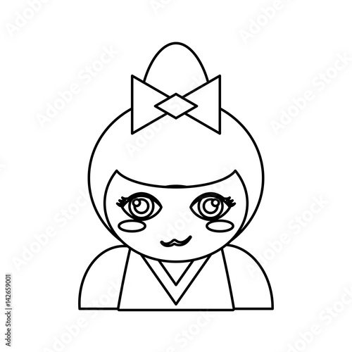 portrait kokeshi doll outline vector illustration eps 10