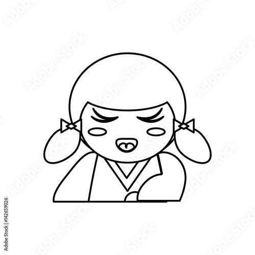 portrait kokeshi doll outline vector illustration eps 10