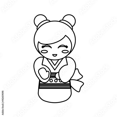 doll kokeshi decoration outline vector illustration eps 10