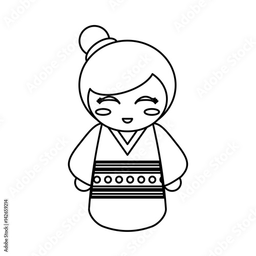 doll kokeshi decoration outline vector illustration eps 10