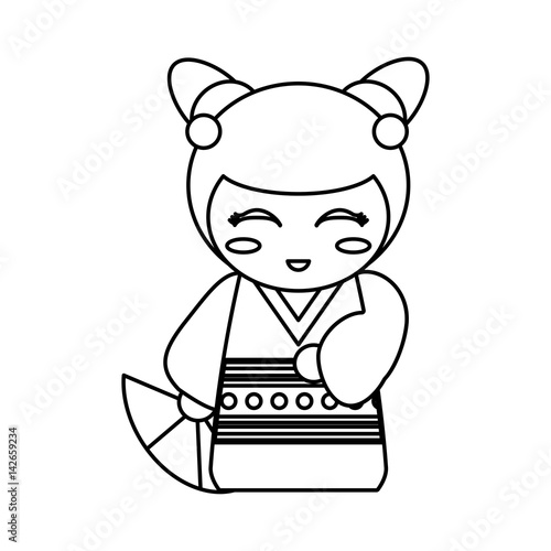 doll kokeshi decoration outline vector illustration eps 10