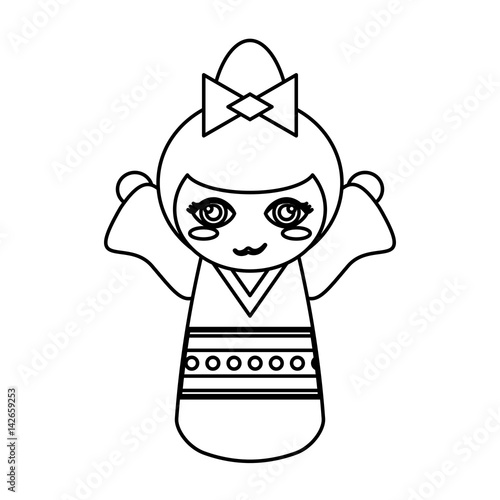 doll kokeshi decoration outline vector illustration eps 10