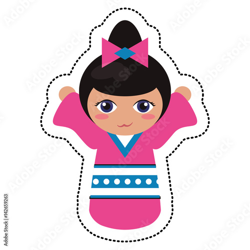 doll japanese kokeshi geisha kimono vector illustration eps 10