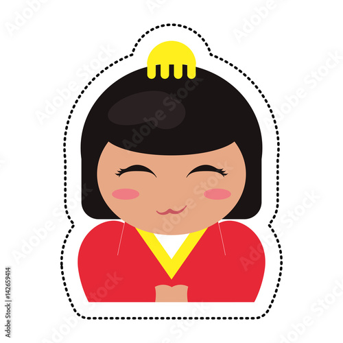 portrait kokeshi girl character vector illustration eps 10