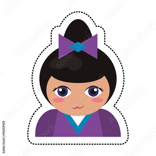 portrait kokeshi girl character vector illustration eps 10