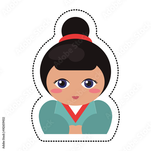 portrait kokeshi girl character vector illustration eps 10