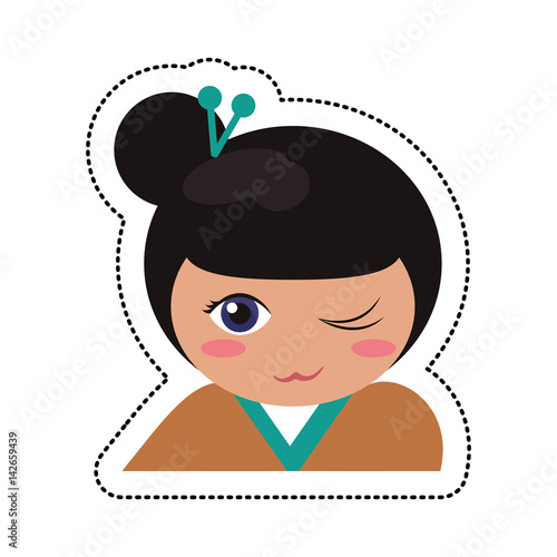 portrait kokeshi girl character vector illustration eps 10