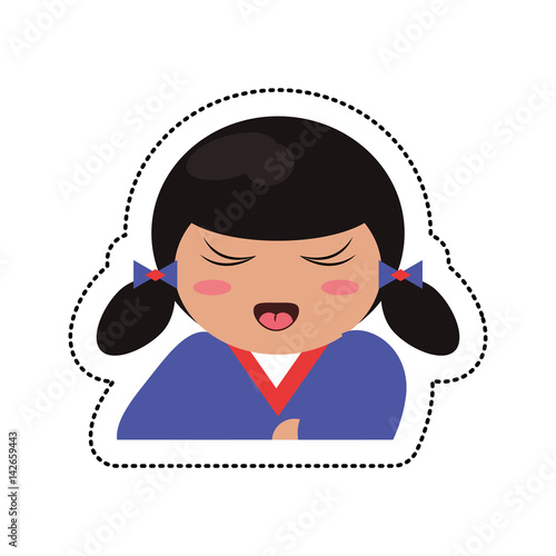 portrait kokeshi girl character vector illustration eps 10