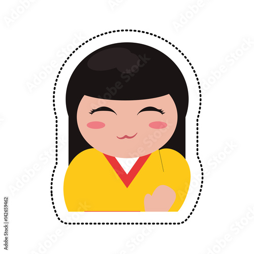 portrait kokeshi girl character vector illustration eps 10