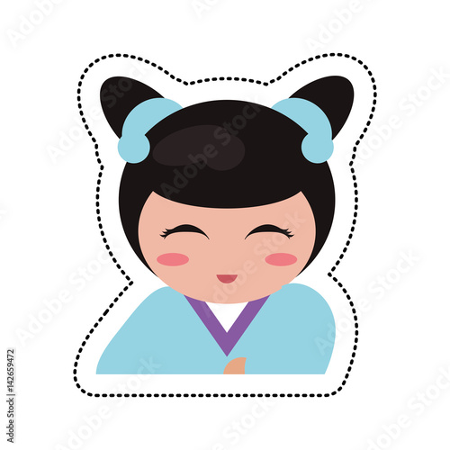 portrait kokeshi girl character vector illustration eps 10