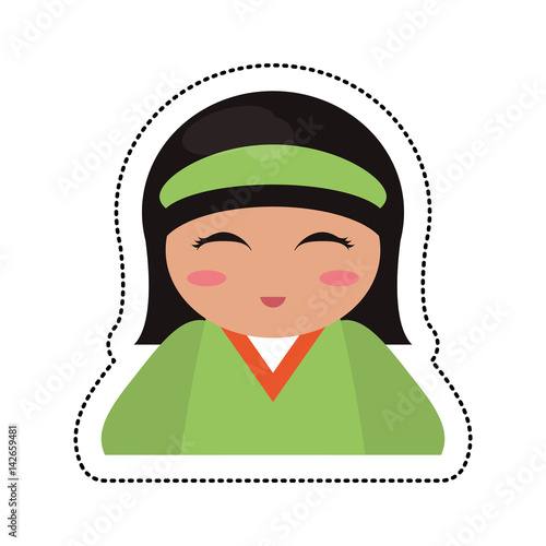 portrait kokeshi girl character vector illustration eps 10