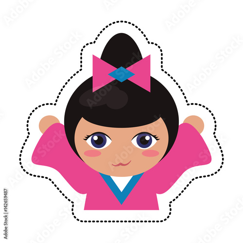 portrait kokeshi girl character vector illustration eps 10