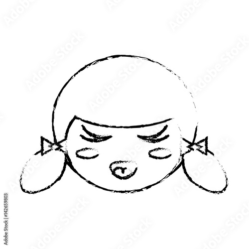 cute face kokeshi sketch vector illustration eps 10