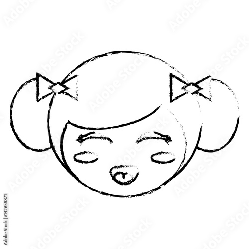cute face kokeshi sketch vector illustration eps 10