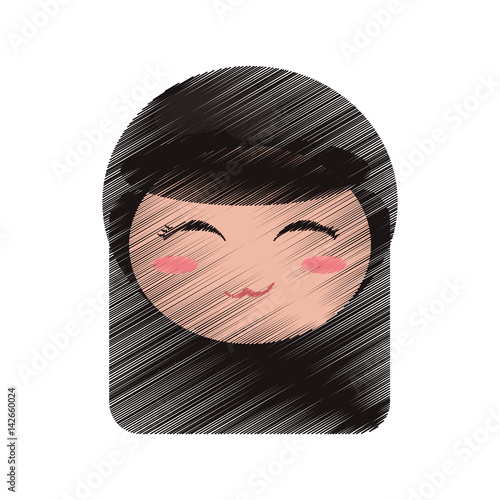 drawing cute face kokeshi vector illustration eps 10