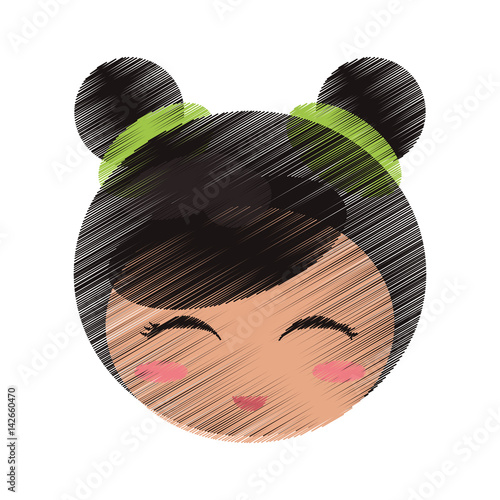 drawing cute face kokeshi vector illustration eps 10