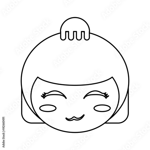kokeshi head face doll outline vector illustration eps 10 vector illustration