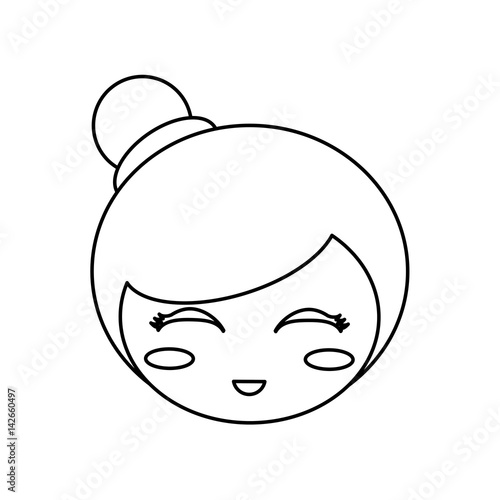 kokeshi head face doll outline vector illustration eps 10 vector illustration