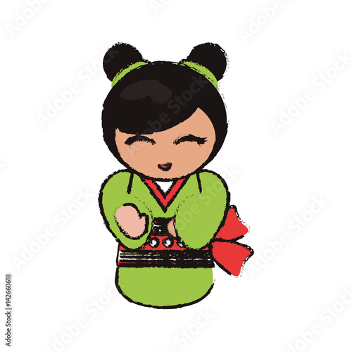 kokeshi doll handmade decoration image vector illustration eps 10