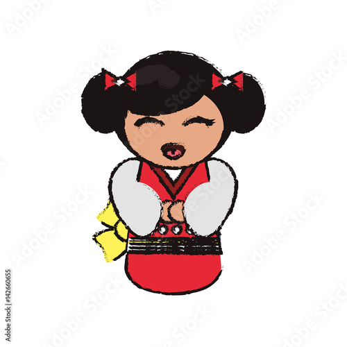 kokeshi doll handmade decoration image vector illustration eps 10