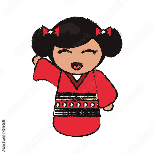 kokeshi doll handmade decoration image vector illustration eps 10