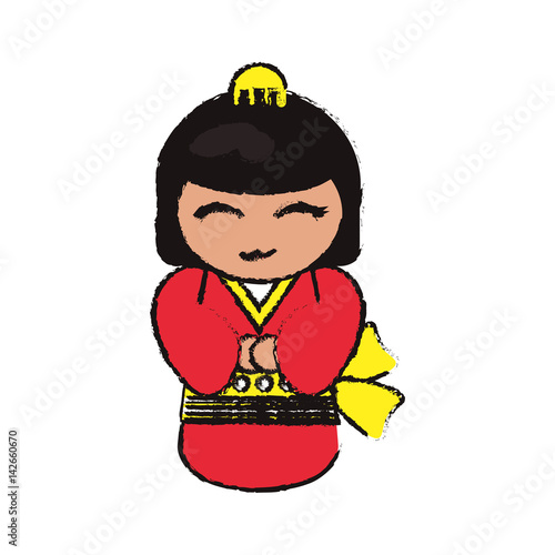 kokeshi doll handmade decoration image vector illustration eps 10