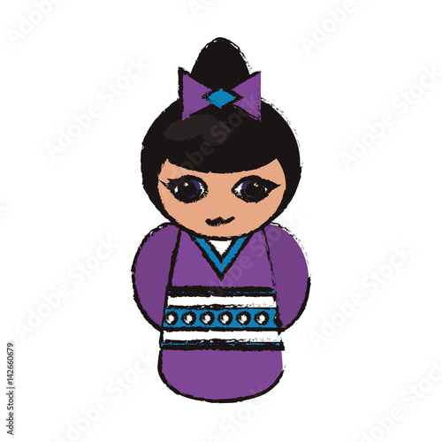 kokeshi doll handmade decoration image vector illustration eps 10