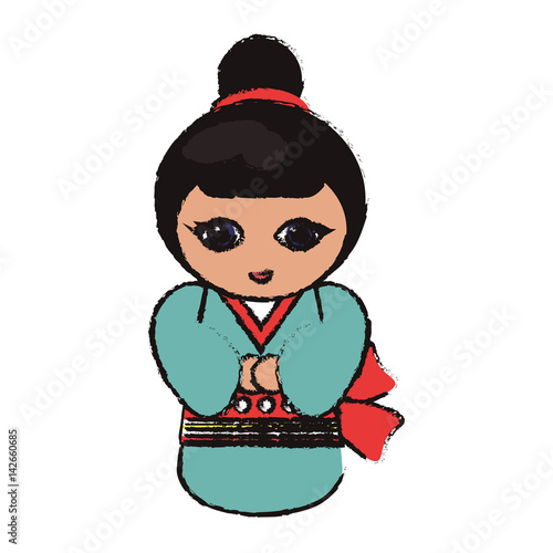 kokeshi doll handmade decoration image vector illustration eps 10