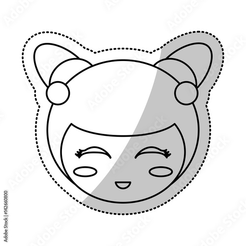 face kokeshi folklore culture line vector illustration eps 10