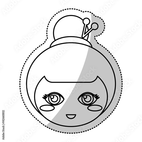 face kokeshi folklore culture line vector illustration eps 10