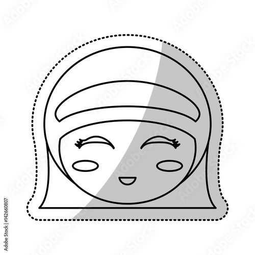 face kokeshi folklore culture line vector illustration eps 10