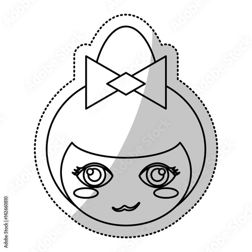 face kokeshi folklore culture line vector illustration eps 10