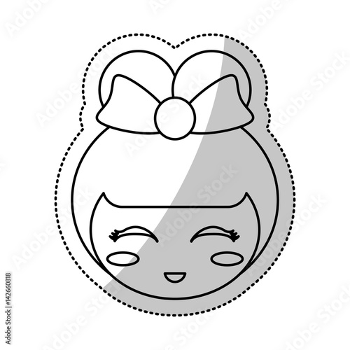 face kokeshi folklore culture line vector illustration eps 10