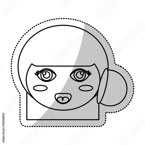 face kokeshi folklore culture line vector illustration eps 10