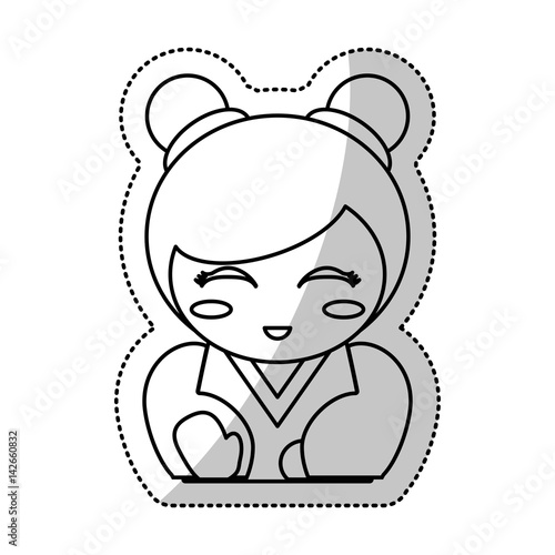 kokeshi doll souvenir outline vector illustration eps 10