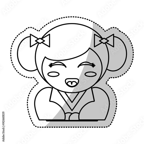 kokeshi doll souvenir outline vector illustration eps 10