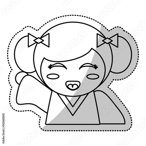 kokeshi doll souvenir outline vector illustration eps 10