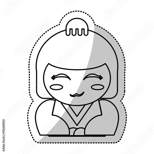 kokeshi doll souvenir outline vector illustration eps 10