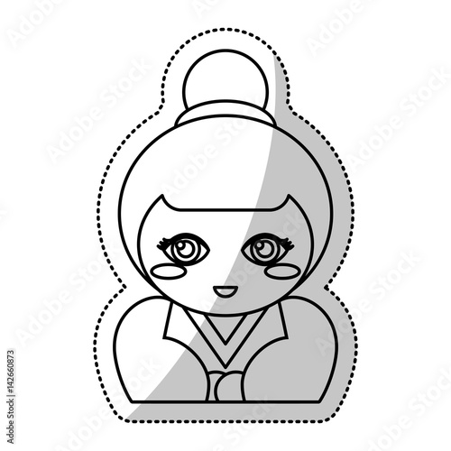 kokeshi doll souvenir outline vector illustration eps 10