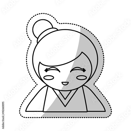 kokeshi doll souvenir outline vector illustration eps 10