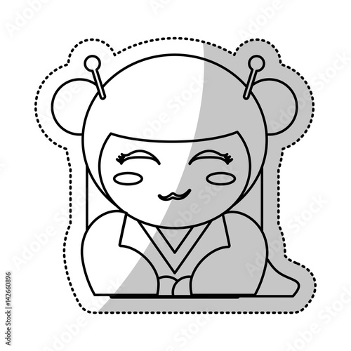 kokeshi doll souvenir outline vector illustration eps 10