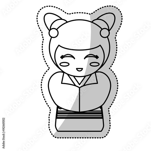 kokeshi doll geisha traditional line vector illustration eps 10