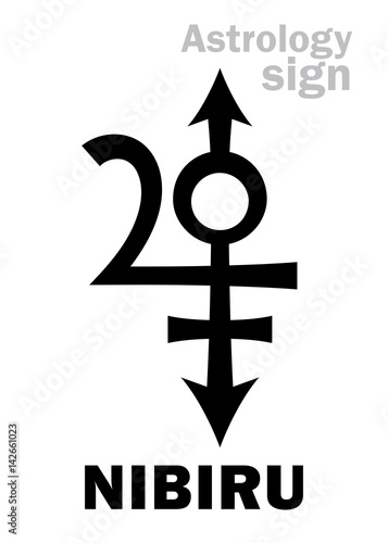 Astrology Alphabet: NIBIRU, Orphan planet, Rogue planet of Anunnaki. Hieroglyphics character sign (original single symbol).
