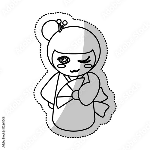 kokeshi doll geisha traditional line vector illustration eps 10