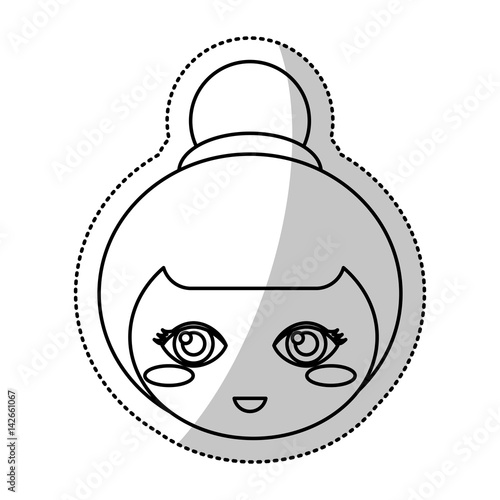 face kokeshi folklore culture line vector illustration eps 10