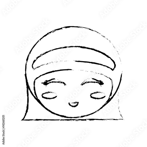 face kokeshi doll sketch vector illustration eps 10