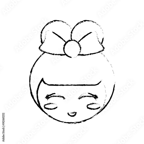 face kokeshi doll sketch vector illustration eps 10