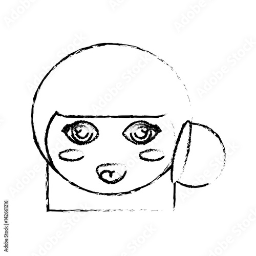 face kokeshi doll sketch vector illustration eps 10