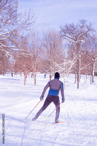 People are enjoying cross-country skiing